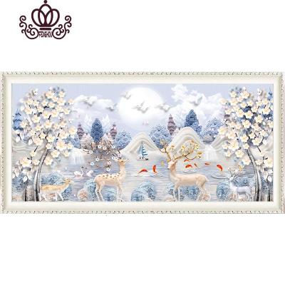 封后(FENGHOU)5D钻石画满钻新款十字绣2019年家用手工自己钻石绣发财鹿满钻-280*115厘米钻量多送3