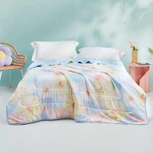 罗莱夏季单人纤维被桃皮绒面料轻盈透气150×200cm绗缝工艺 混色 150*200cm