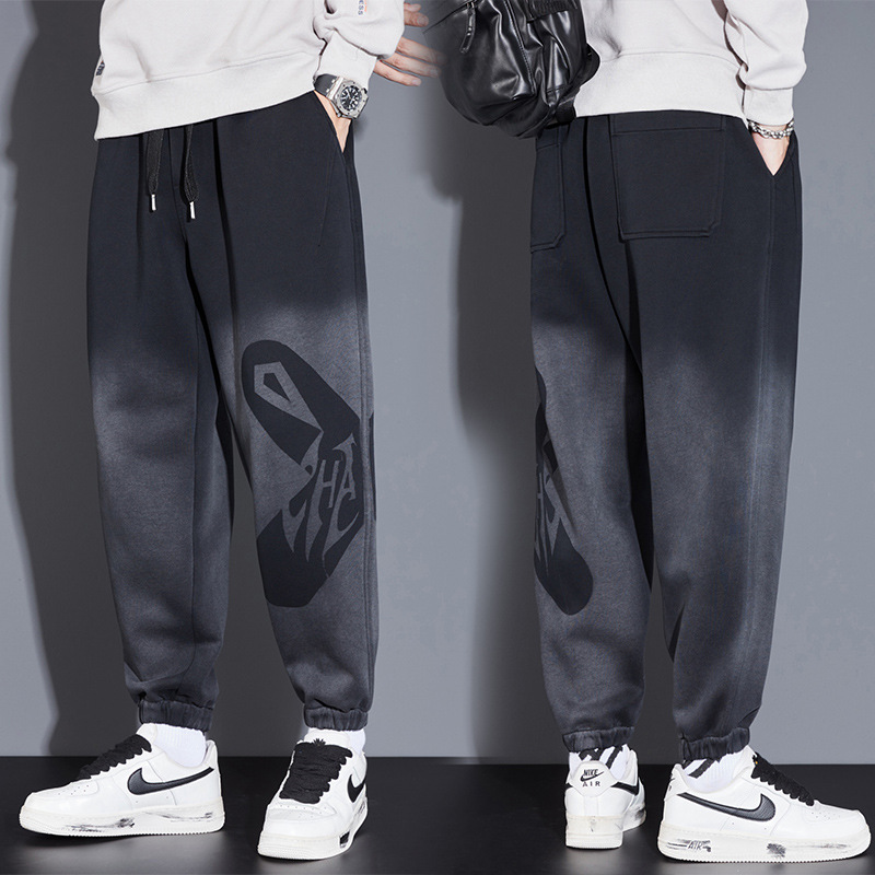 卫裤男款哈伦裤子春秋款休闲裤加肥加大渐变弹力大码运动裤