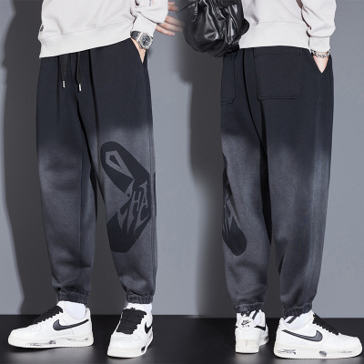 卫裤男款哈伦裤子春秋款休闲裤加肥加大渐变弹力大码运动裤