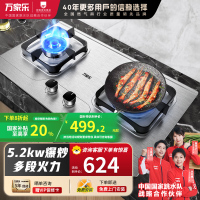 万家乐聚能猛火燃气双灶家用 煤气炉台式嵌入式5.2KW快速点火 3D立体加热 一级能效全进风 加厚不锈钢面AY8G天然气