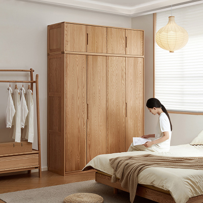 全友家居2024新款北欧风红橡木衣柜卧室半定制组合实木衣橱