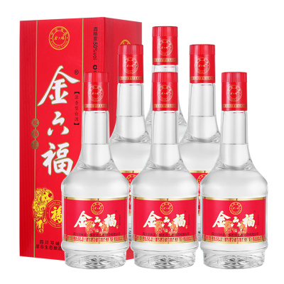 金六福旗舰店-金六福双福星50度475ml*6瓶浓香型川酒高度酒礼盒装整箱纯粮食白酒