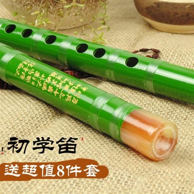 竹笛子GFEDC调学生苦横笛子初学入门乐器精制二节横笛黑白绿翡翠绿D+全套配件+书
