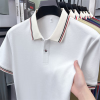 夏季新款休闲男士轻商务纯色短袖Polo衫新疆棉轻奢翻领男装