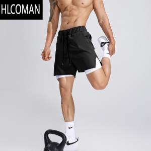 HLCOMAN运动健身新款夏季潮流运动四分速干户外跑步骑行透气双层短裤男