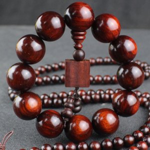 厂家直销犀牛角紫檀佛珠文玩檀木手串20红木念珠手链高油性沉水料送女朋友老婆情人节七夕生日礼物