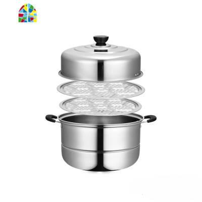 源派加厚加深多层不锈钢蒸锅家用蒸笼汤锅电磁炉锅具 FENGHOU 32CM加高加厚五层