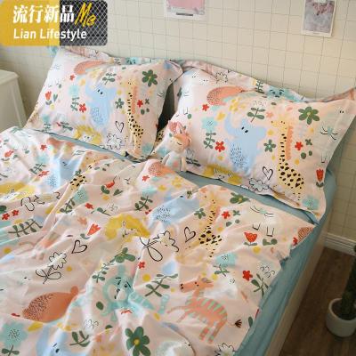 棉儿童卡通可爱动物床上四件套棉三件套床上用品1.5米/1.8m4 三维工匠