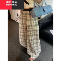 YIBUSHENGPumpkin/韩国小众格子裤女薄款阔腿裤设计感又a又飒休闲裤裙裤