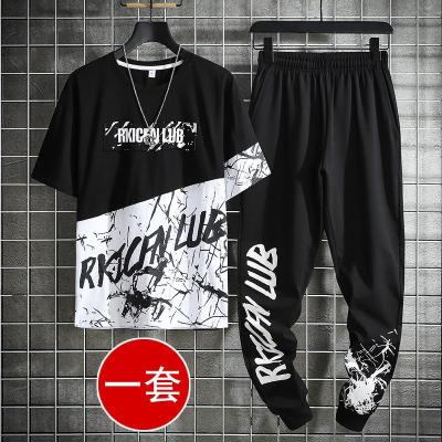 单/套装男运动两件夏季2021新款韩版学生休闲宽松帅气男装短袖T恤美铂娜