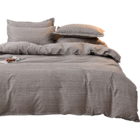 美帮汇床上四件套简约 现代冬天磨毛床单男生北欧风被套三件套 灰色床套