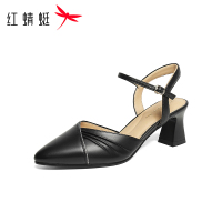 红蜻蜓女士凉鞋新款时尚皮质透气单鞋低跟舒适百搭夏季凉鞋