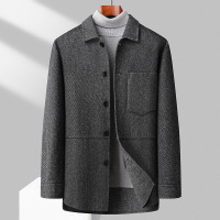 日式风秋冬新款落肩袖羊毛双面呢大衣男士中长款羊毛大衣大码男装