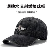 新款做旧水洗刺绣字母显脸小软顶棒球帽男女休闲百搭时尚鸭舌帽潮