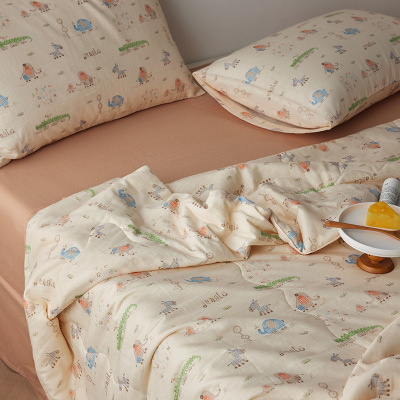 A类母婴级100%全棉有氧双层纱夏凉被三件套大豆被空调被儿童夏被