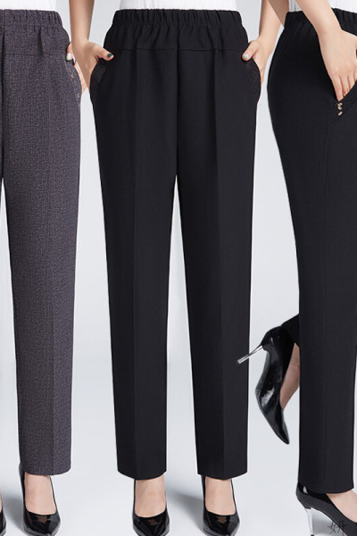 迪鲁奥(DILUAO)新款女装中老年女裤秋冬季妈妈裤子外穿老人常规裤松紧高腰中年长裤女