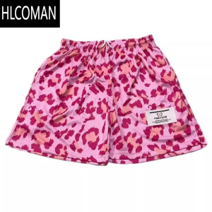 HLCOMANEE粉色美式豹纹短裤男女夏季跑步速干运动假四分不过膝篮球裤