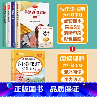 6下读书吧全套+阅读理解 [正版]快乐读书吧六年级下册全套课外书鲁滨逊漂流记鲁滨孙爱丽丝漫游奇境仙境尼尔斯骑鹅旅行记汤姆