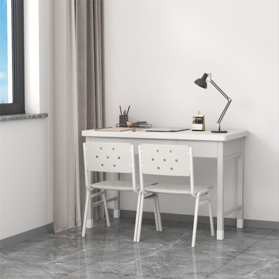 富路达钢制学习桌写字桌电脑桌内务办公桌宿舍三抽桌+两椅