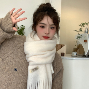 啄木鸟围巾女冬季韩版百搭纯色围脖女学生可爱加厚保暖高级感秋冬