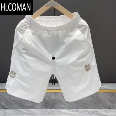 HLCOMAN欧货短裤男2025夏季透气舒适薄款时尚刺绣百搭速干男士休闲五分裤