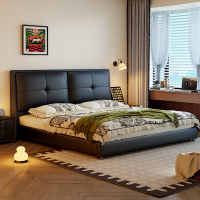意式真皮床轻奢现代简约双人床主卧室小户型储物床家用软包大婚床