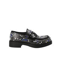 普拉达(PRADA)男鞋铆钉水钻休闲乐福鞋圆头低跟皮革户外橡胶底男