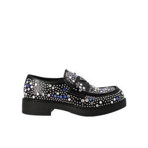 普拉达(PRADA)男鞋铆钉水钻休闲乐福鞋圆头低跟皮革户外橡胶底男