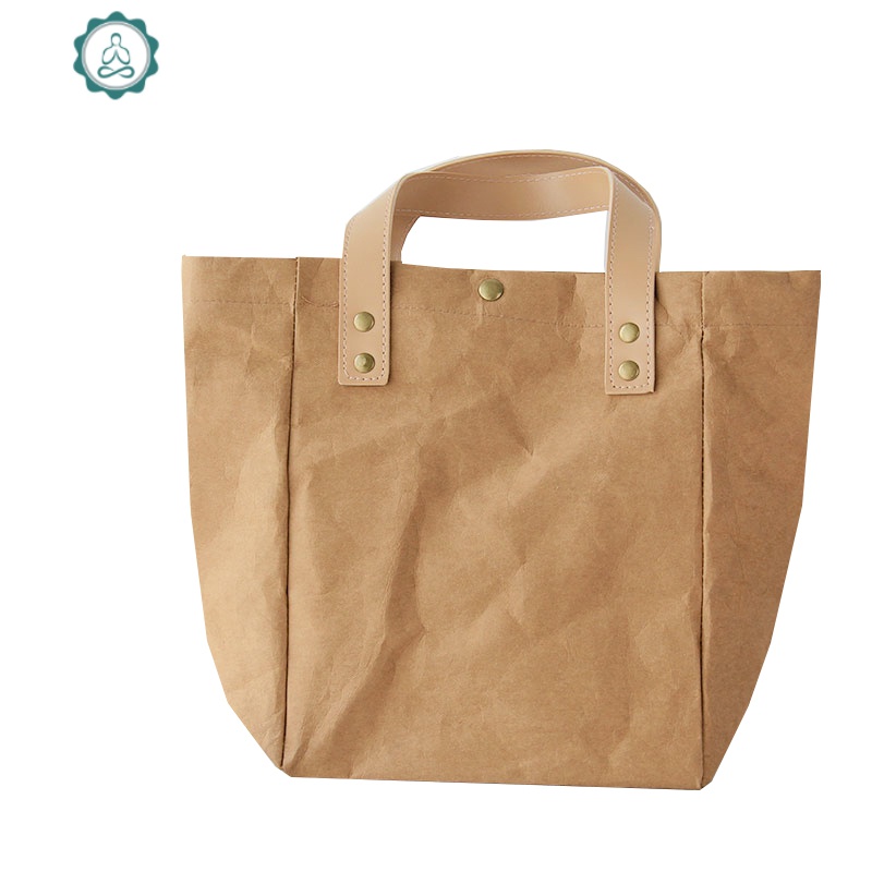 牛皮纸便当袋保温饭盒包袋上班午餐便当chic袋手袋 封后 黄色牛皮纸袋