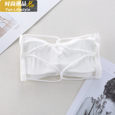 YUNWUXIN夏天薄款打底美背无肩带裹胸冰丝内衣女聚拢防滑防走光抹胸式文胸抹胸