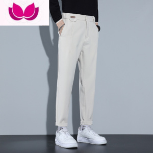 七斓春季休闲裤男士新款百搭长裤直筒修身西装裤潮流垂感小西裤男