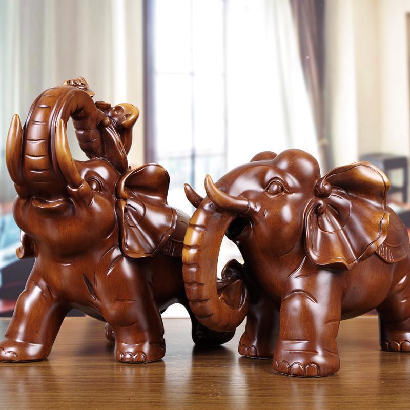美帮汇大象摆件一对象客厅酒柜装饰品玄关乔迁新居大象一对
