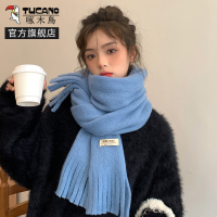 啄木鸟围巾女冬季韩版百搭纯色围脖女学生可爱加厚保暖高级感秋冬