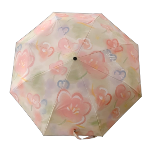 六羊纺 油画雨伞女晴雨两用小巧便携遮阳全自动太阳伞防晒防紫外线 个
