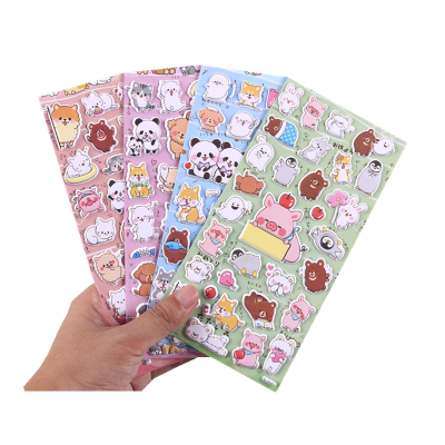 儿童3D立体熊猫泡泡贴泡棉贴幼儿卡通贴纸学生奖励DIY装饰粘贴画男女孩宝宝贴纸画熊猫全套4张不重复