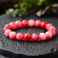 天然红白玉手链女单圈抛光玉髓水晶手串时尚甜美饰品唯美大方送女朋友老婆情人节七夕生日礼物