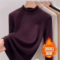 半高领双面绒加厚德绒打底衫女秋冬内搭新款加绒保暖衣上衣