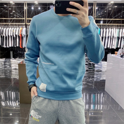 欧洲站秋冬卫衣男潮流个性简约圆领上衣男装时尚休闲修身长袖T恤