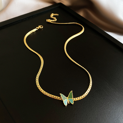 轻奢钛钢蝴蝶项链女小众设计感不掉色颈链高级锁骨链2024年新款潮送女朋友老婆情人节七夕生日礼物