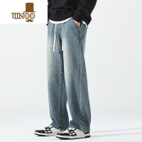 YANXU复古蓝牛仔裤男夏季薄款美式潮牌水洗直筒宽松垂感休闲长裤子男士
