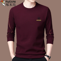 啄木鸟正品新款高端时尚卫衣男士休闲圆领长袖t恤春秋打底衫潮男T