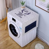 北欧简约棉麻冰箱罩防水盖布单双开冰箱巾洗衣机防尘罩微波炉罩 几何鹿角 35*100cm(微波炉烤箱)