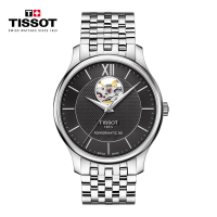 天梭TISSOT瑞士手表俊雅系列镂空时尚儒雅全自动机械男表 T063.907.11.058.00黑盘镂空钢带