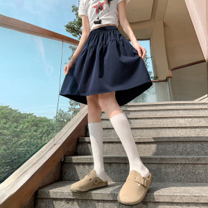 日系半身裙女夏薄2026新款高腰显瘦休闲a字裙伞裙小个子宽松短裙
