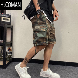 HLCOMAN特大码300斤迷彩工装短裤男装夏季潮牌ins宽松直筒休闲五分中裤子