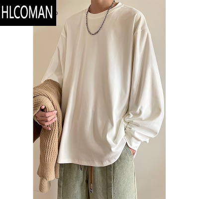 HLCOMAN美式休闲德绒长袖T恤春加绒p暖卫衣白色内搭打底衫男