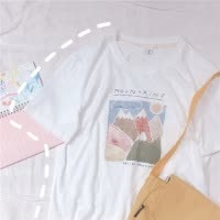 跑量款 手绘卡通短袖T恤女夏装新款韩版女式宽松学生衣服上衣女装