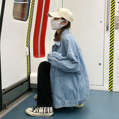 [1折价59.9元,叠加优惠券]春装牛仔外套女左胸织标韩版休闲上衣宽松复古ins百搭