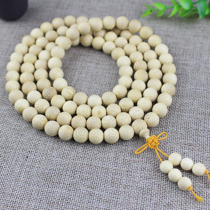 金丝竹文玩10MM木珠108颗佛珠念珠实心竹子鱼籽纹DIY手链配件散珠送女朋友老婆情人节七夕生日礼物